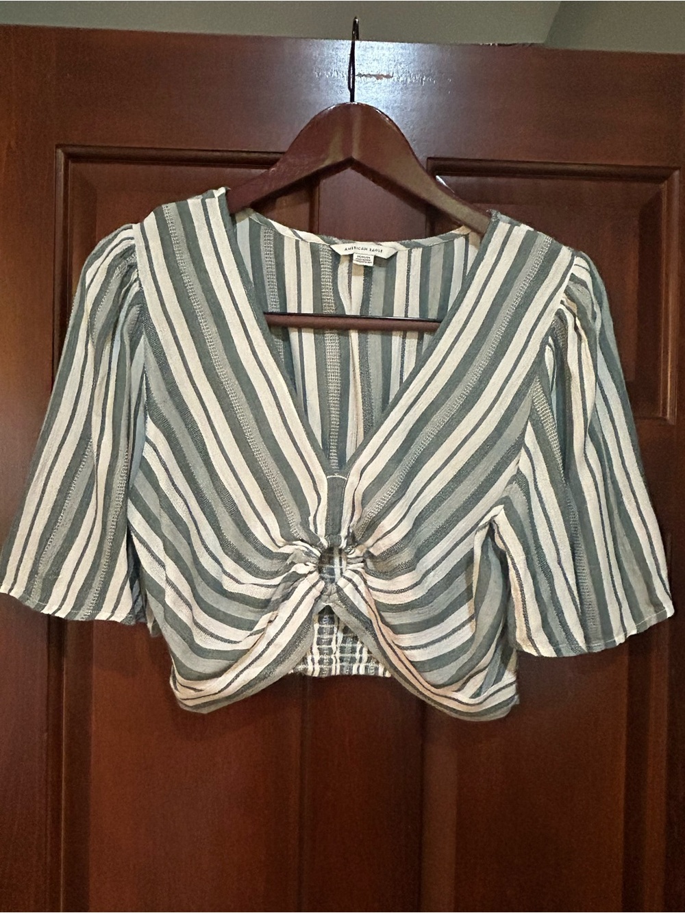 American Eagle Stripe Twist Front Crop Top Boho Women’s M